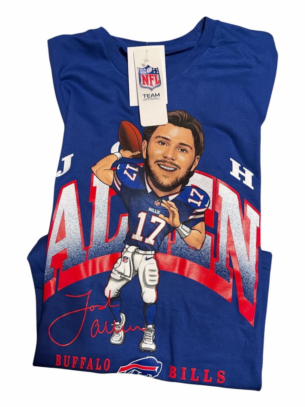 NWT NFL Team Apparel Buffalo Bills Josh Allen Graphic Caricature T-Shirt S